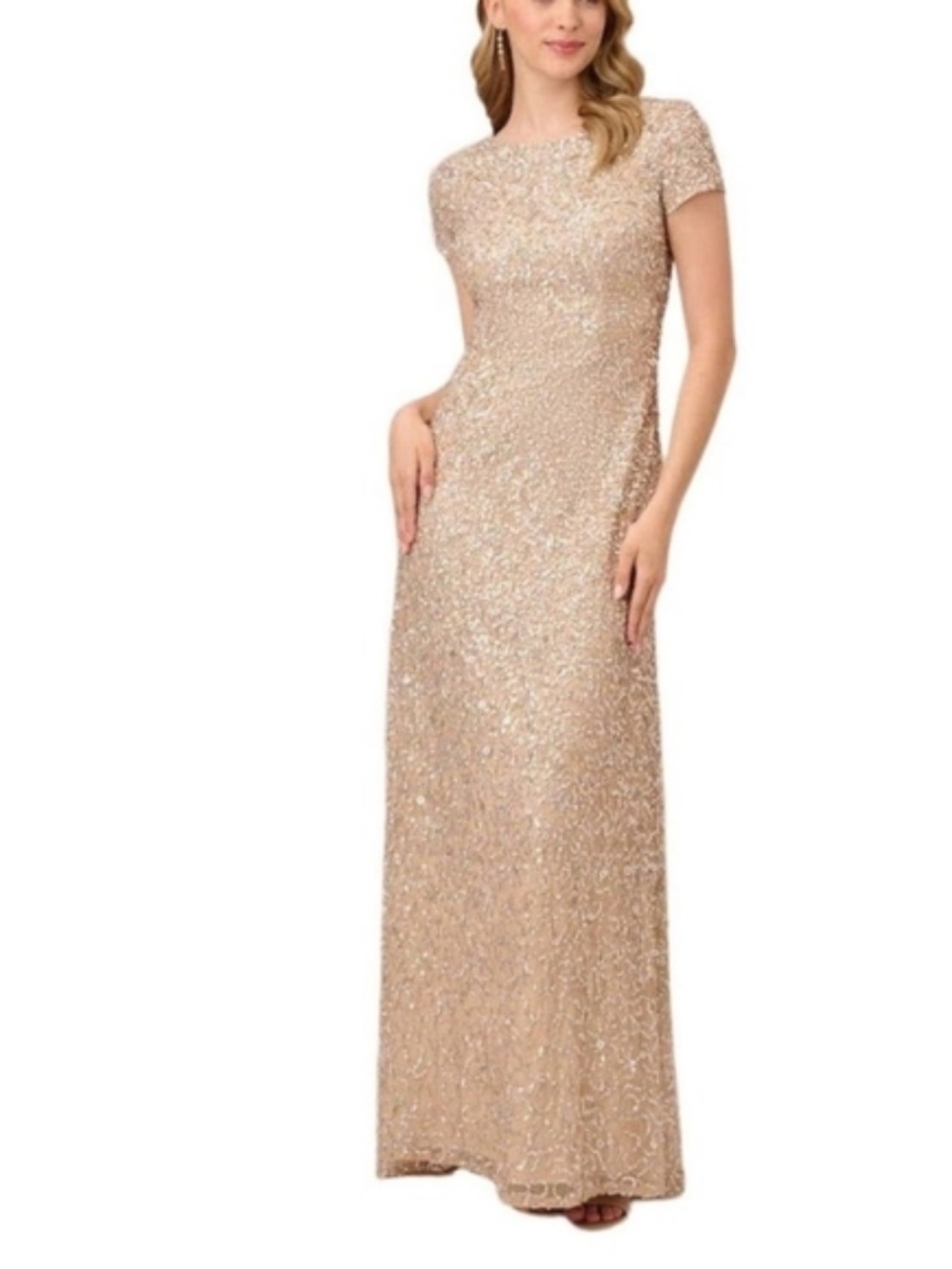 NWT Adrianna Papell Champagne Sequin Gown Size 24W | Bridesmaid Dress